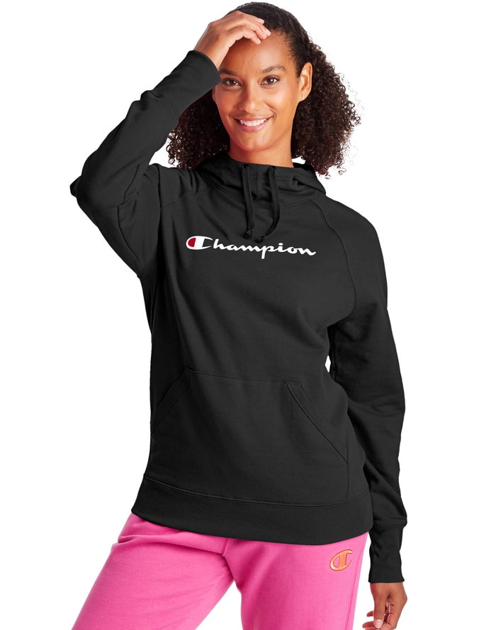 Champion Powerblend Fleece Script Logo Hoodie Dames - Zwart - Belgie 2948UBKMY